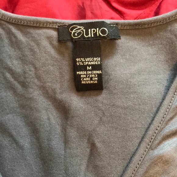 Gray ruche front 3/4 sleeve top - Picture 4 of 5